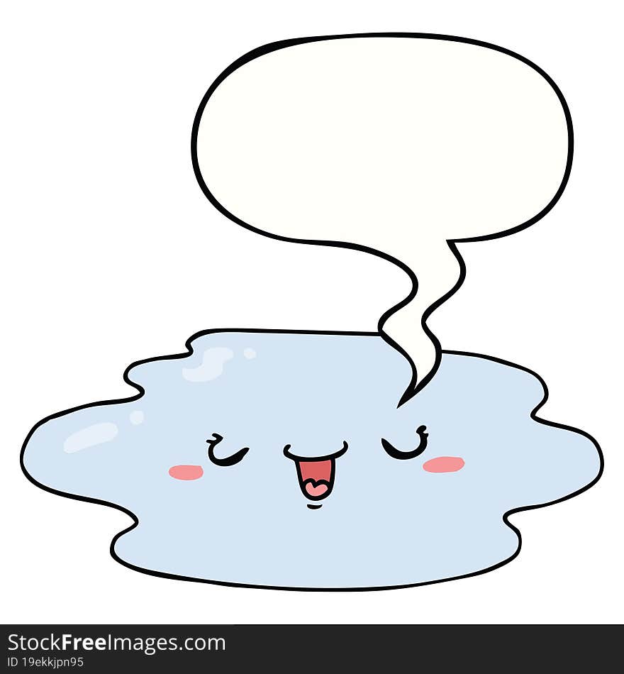 cartoon puddle with face with speech bubble. cartoon puddle with face with speech bubble