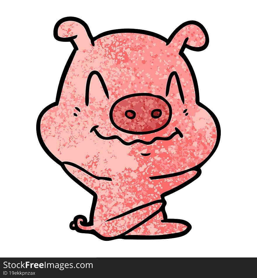 nervous cartoon pig sitting. nervous cartoon pig sitting