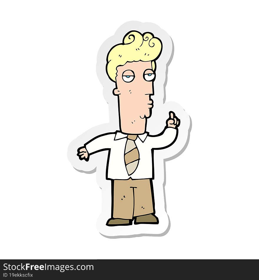 Sticker Of A Cartoon Bored Man Asking Question