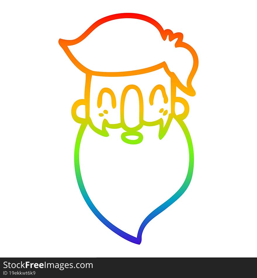 Rainbow Gradient Line Drawing Cartoon Man With Beard