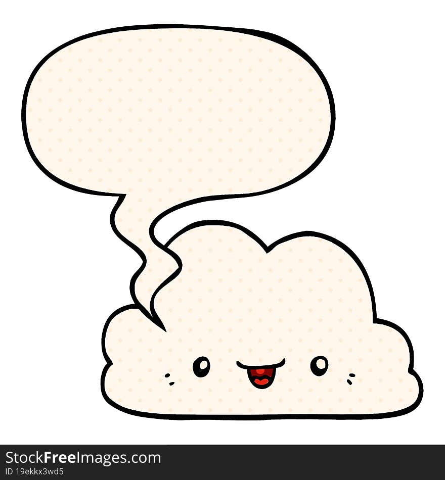 Cute Cartoon Cloud And Speech Bubble In Comic Book Style