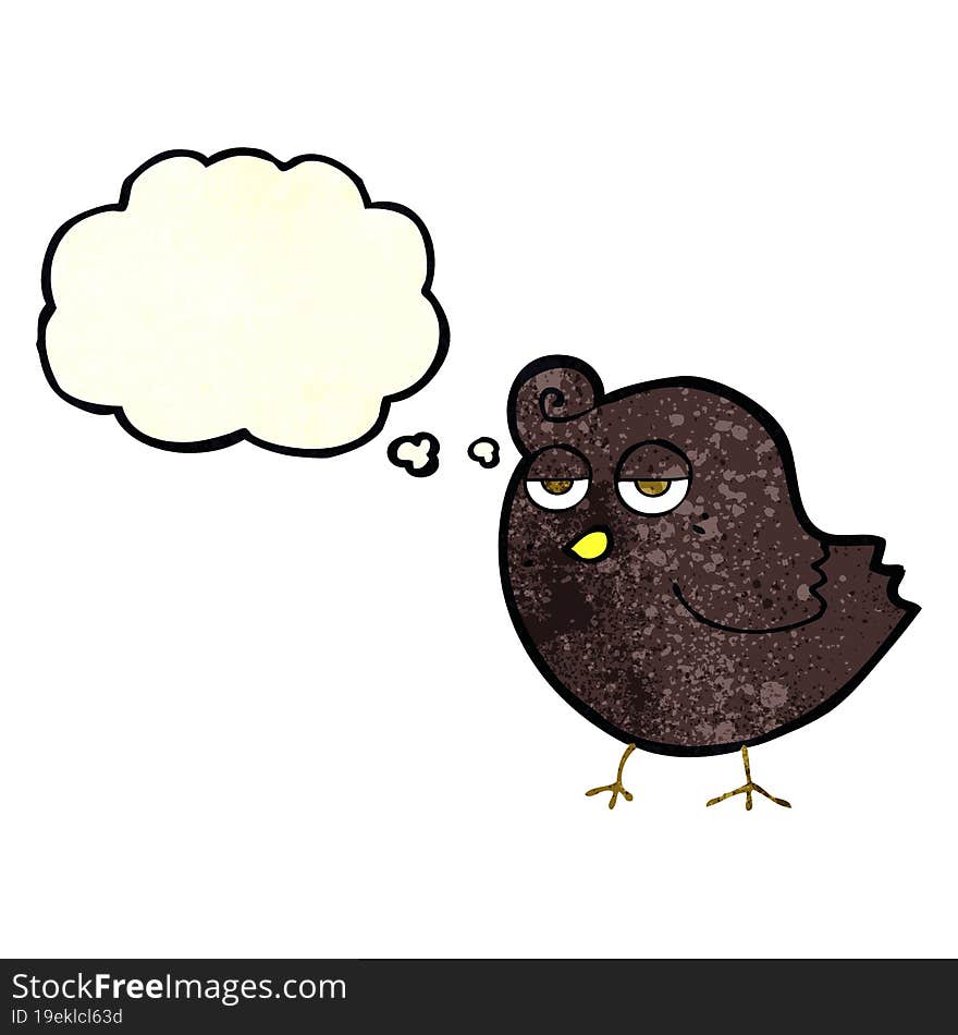 cartoon bird with thought bubble