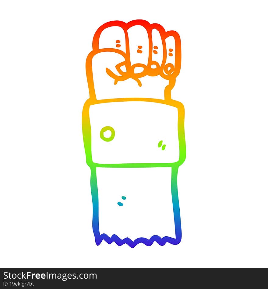 rainbow gradient line drawing cartoon raised fist