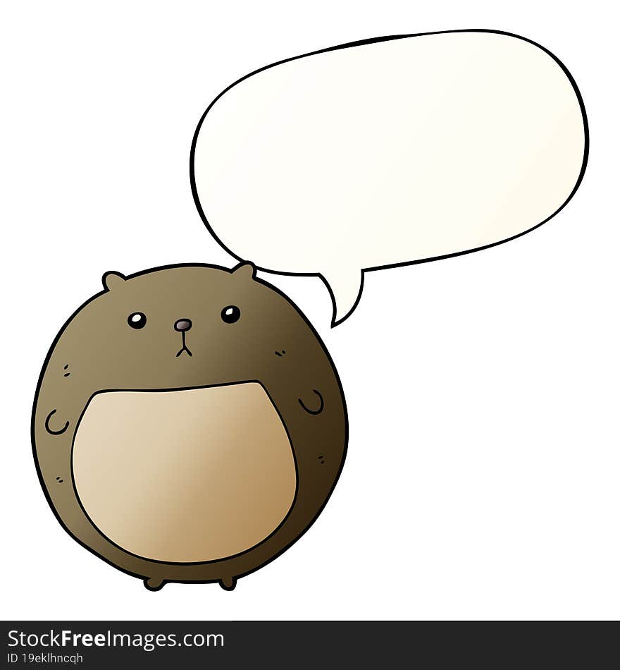 cartoon bear and speech bubble in smooth gradient style