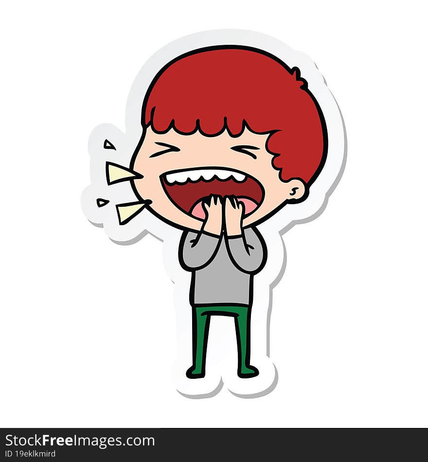 sticker of a cartoon laughing man