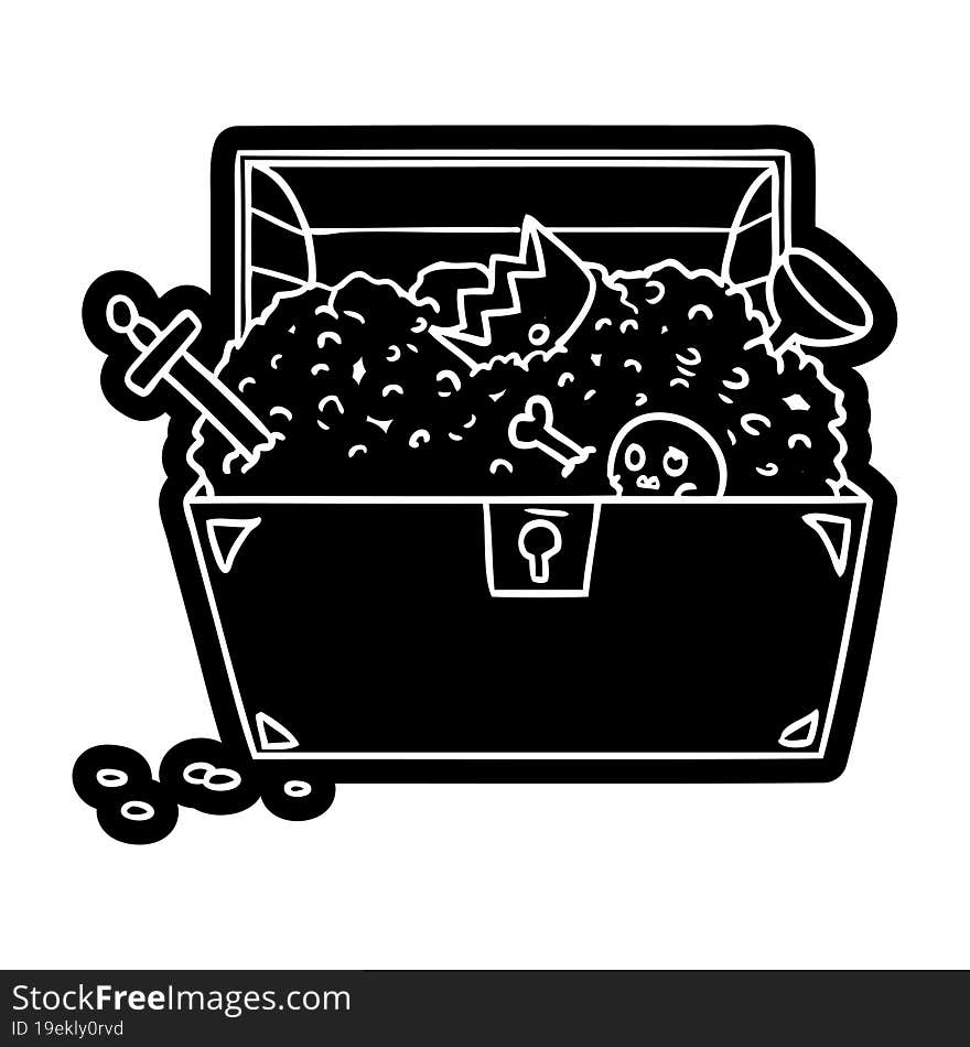 cartoon icon of a treasure chest. cartoon icon of a treasure chest