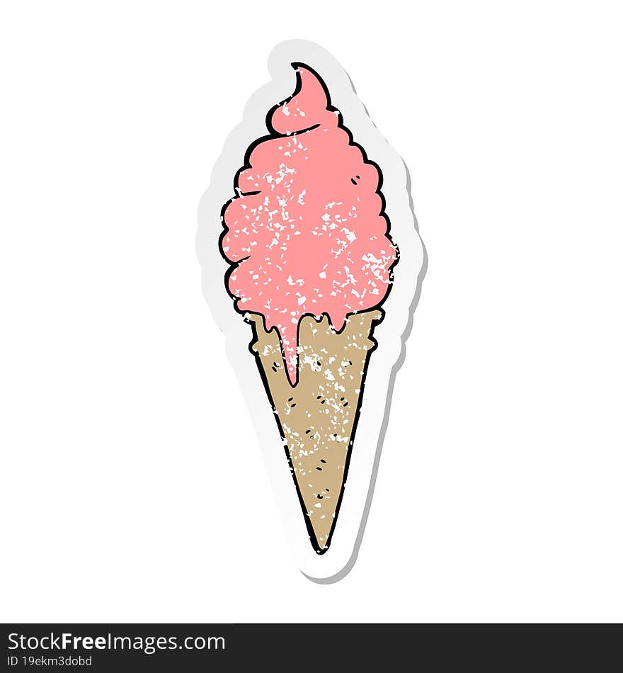 distressed sticker of a cartoon ice cream