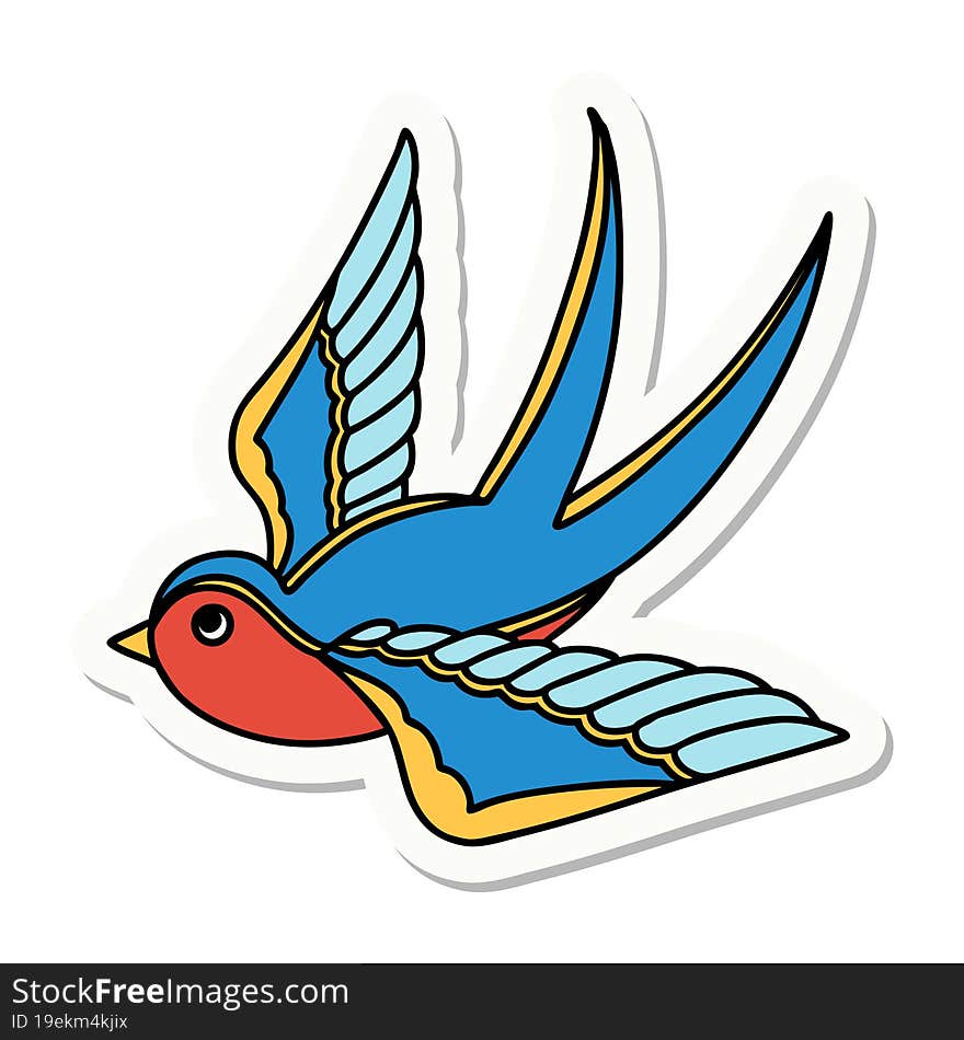 tattoo style sticker of a swallow