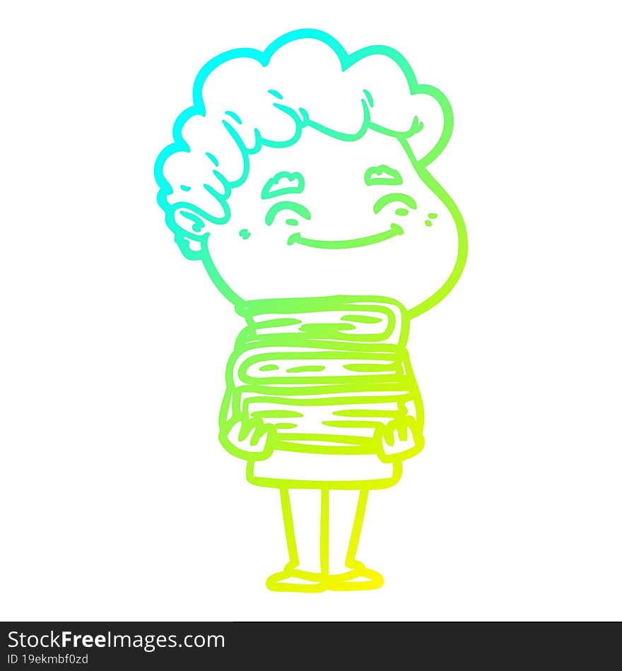 cold gradient line drawing cartoon friendly man