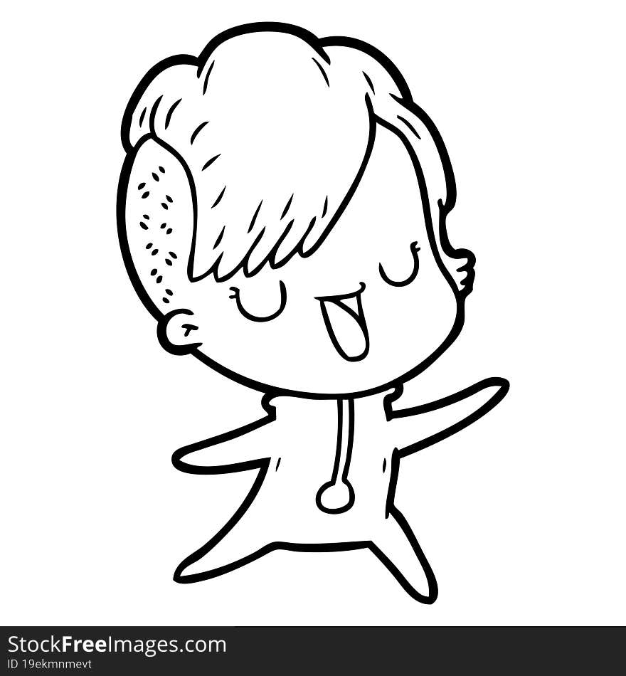 cute cartoon girl with hipster haircut. cute cartoon girl with hipster haircut