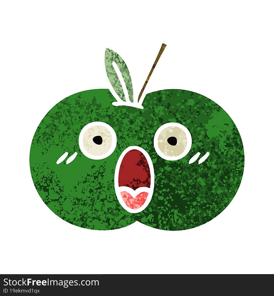 retro illustration style cartoon juicy apple