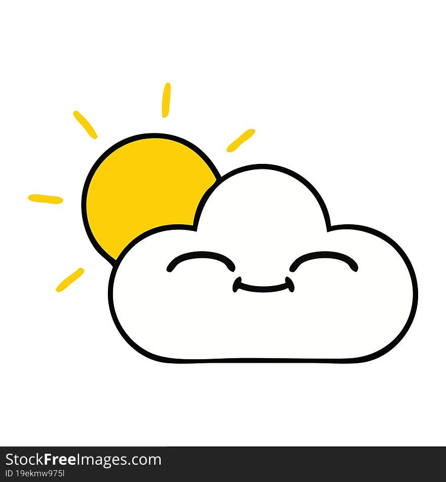 cute cartoon sunshine and cloud