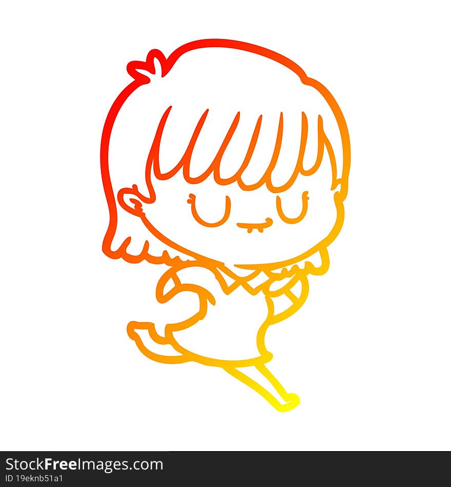 warm gradient line drawing of a cartoon woman