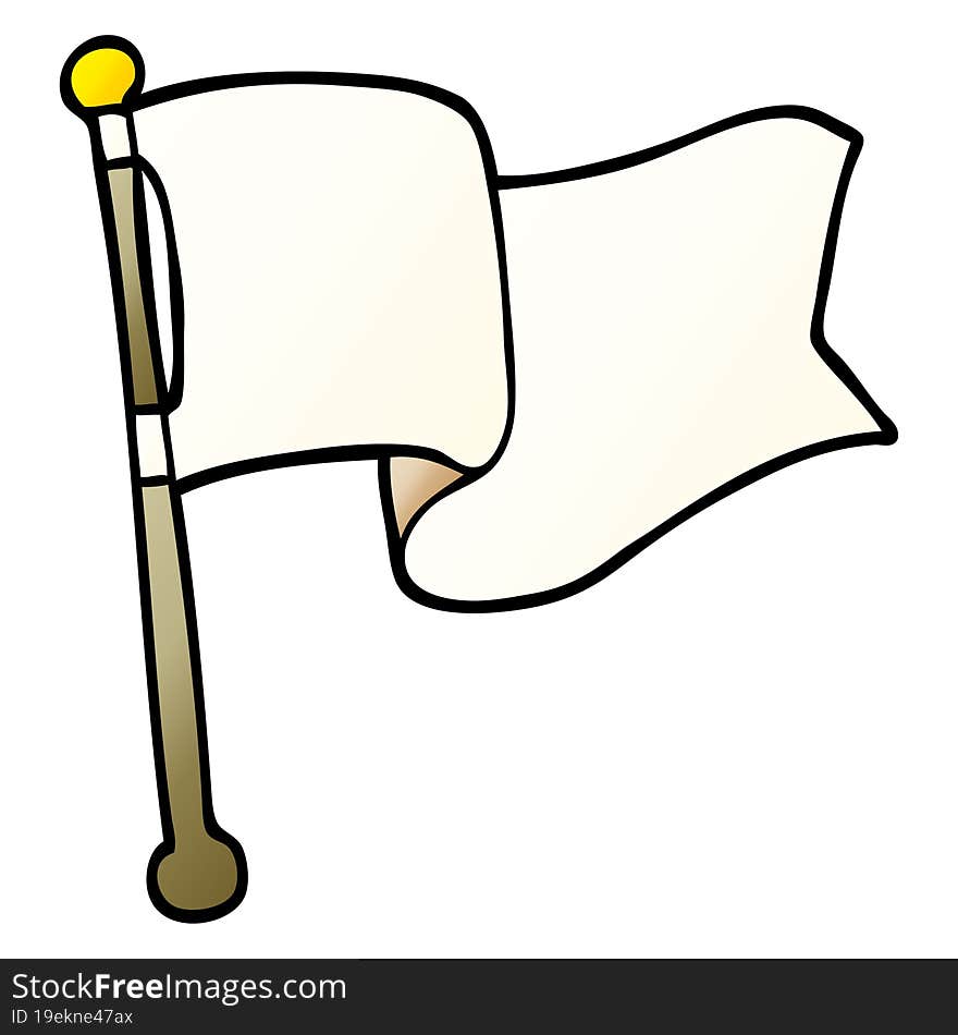 cartoon doodle white flag waving