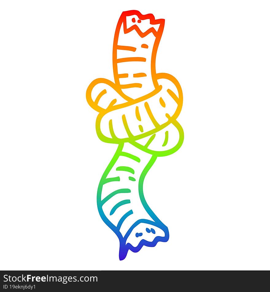 rainbow gradient line drawing cartoon tied rope