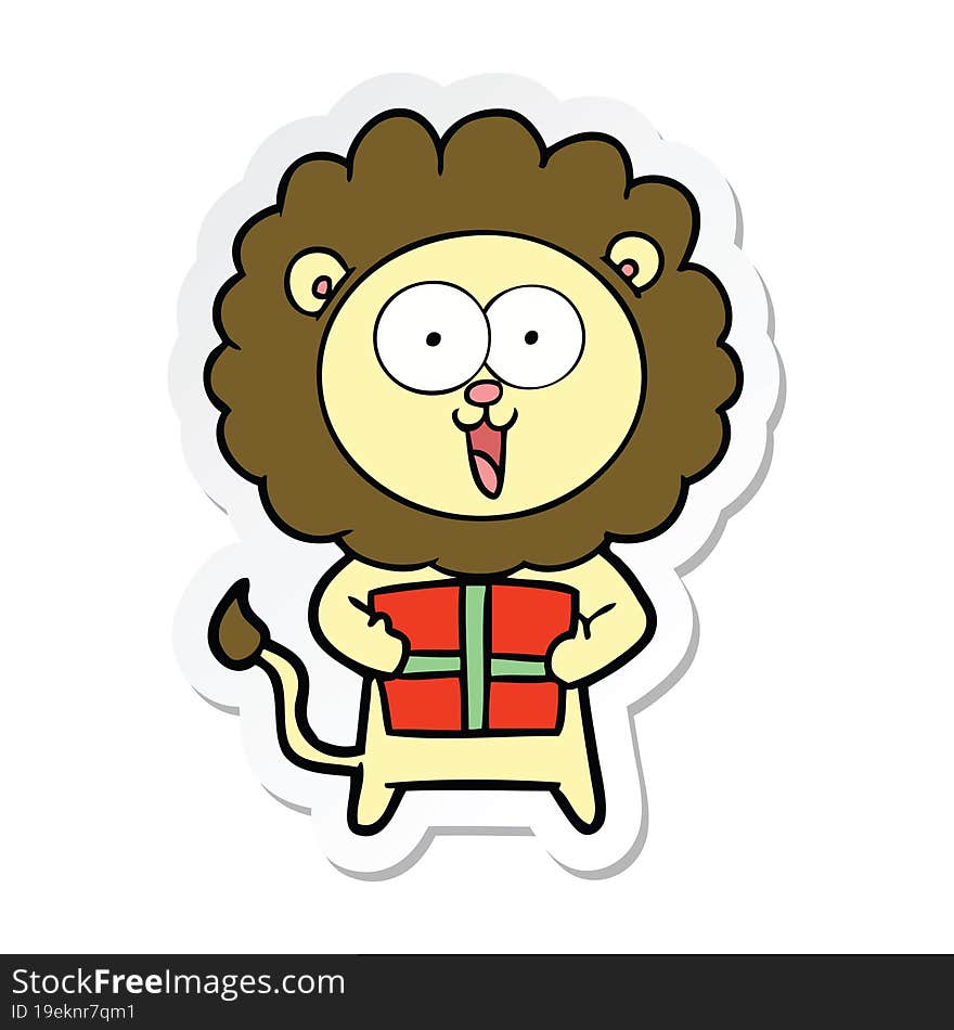 sticker of a happy cartoon lion