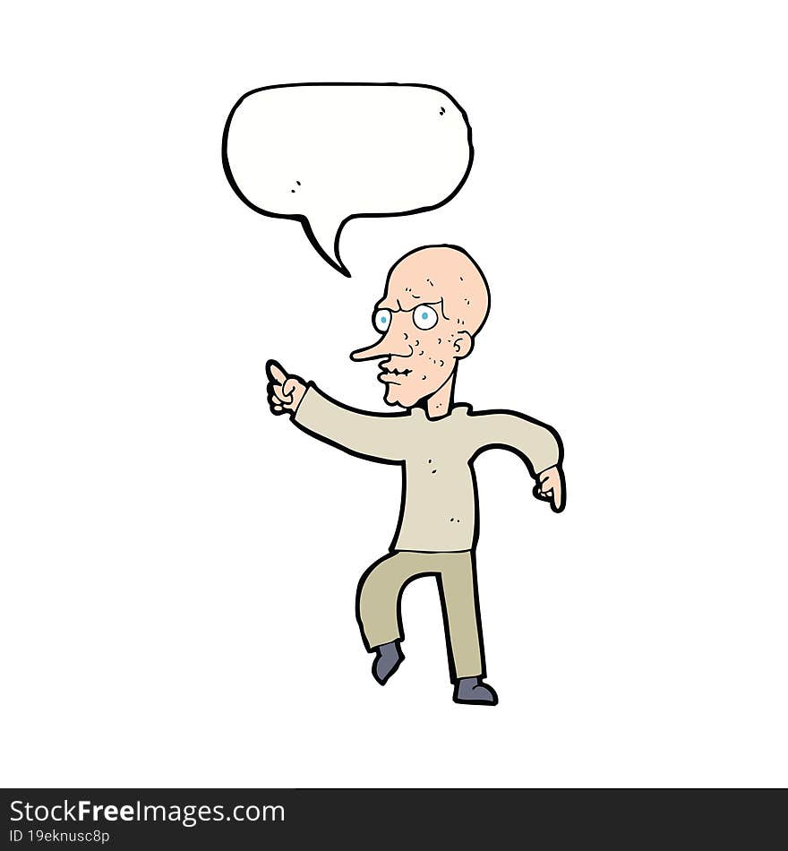 cartoon angry old man with speech bubble