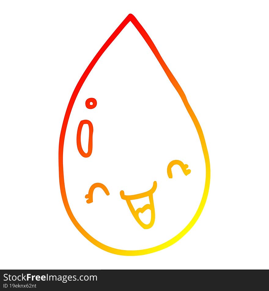 warm gradient line drawing of a cartoon raindrop