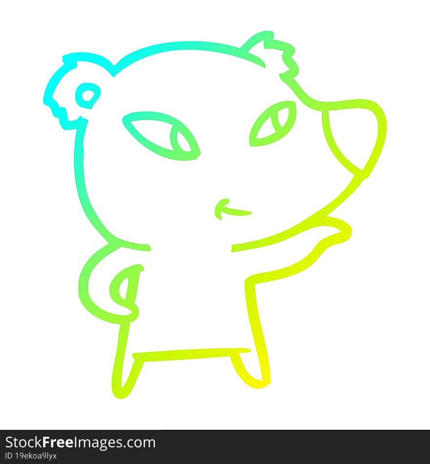 Cold Gradient Line Drawing Cute Cartoon Bear