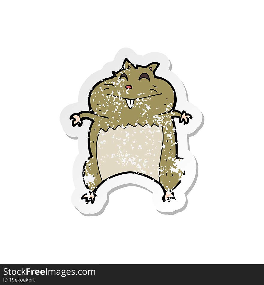 retro distressed sticker of a cartoon hamster