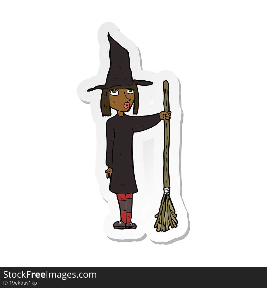 sticker of a cartoon witch