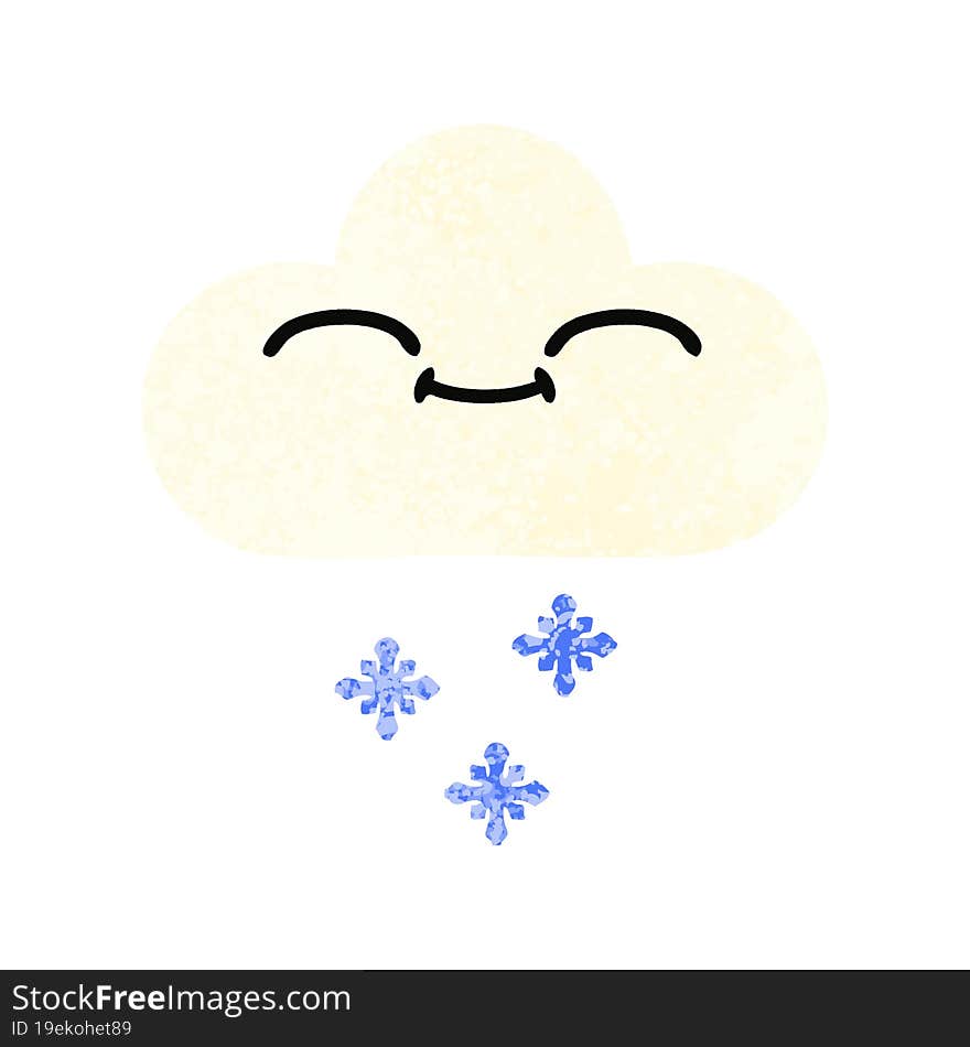 retro illustration style cartoon snow cloud