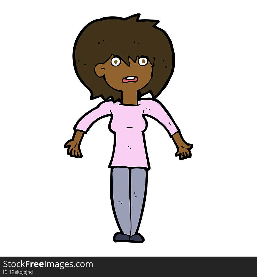 cartoon woman shrugging shoulders