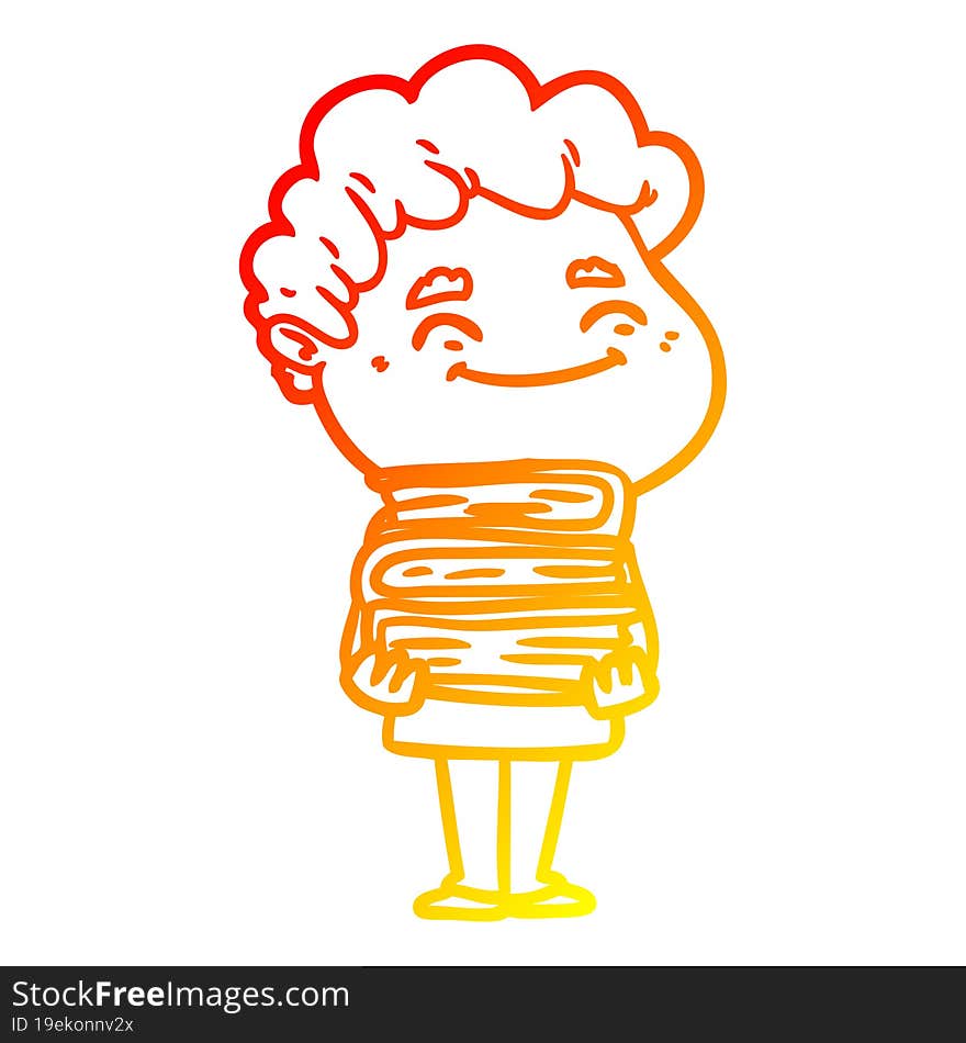 Warm Gradient Line Drawing Cartoon Friendly Man