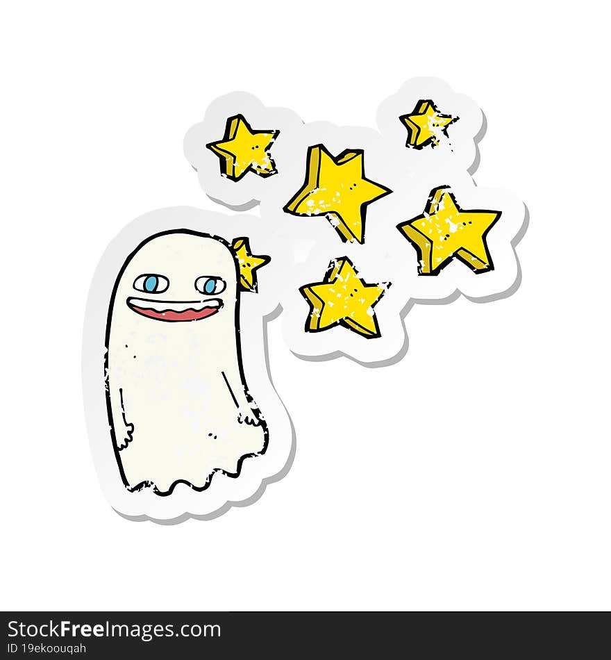 retro distressed sticker of a cartoon ghost