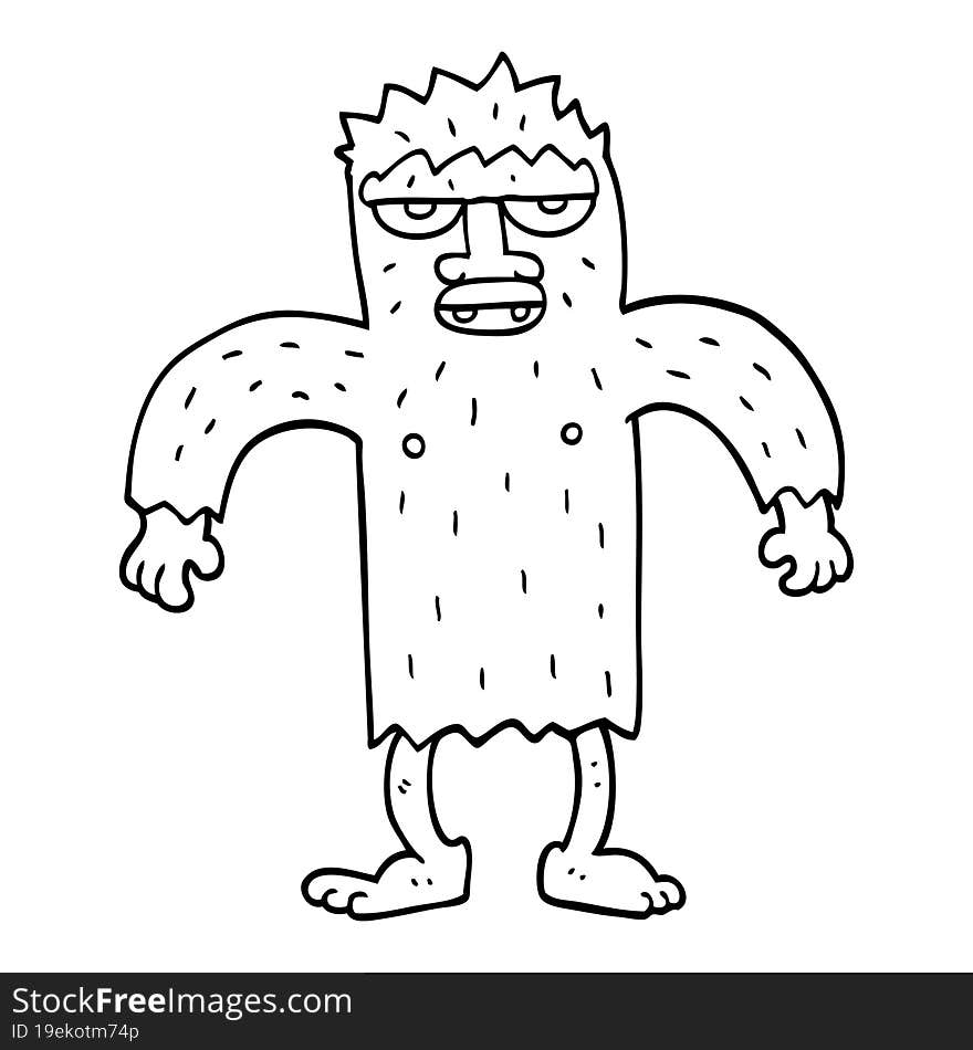 line drawing cartoon bigfoot creature