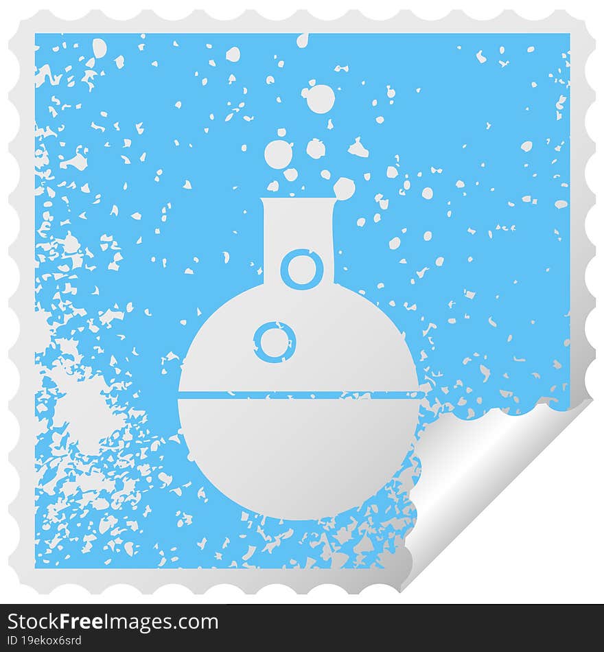 distressed square peeling sticker symbol of a science experiment