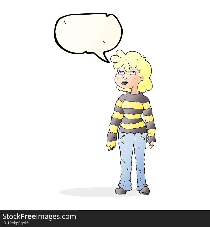 speech bubble cartoon woman in casual clothes