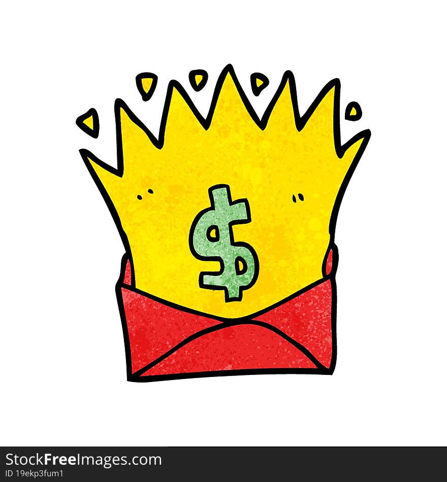 cartoon envelope with money sign. cartoon envelope with money sign