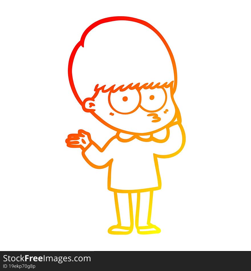 warm gradient line drawing curious cartoon boy