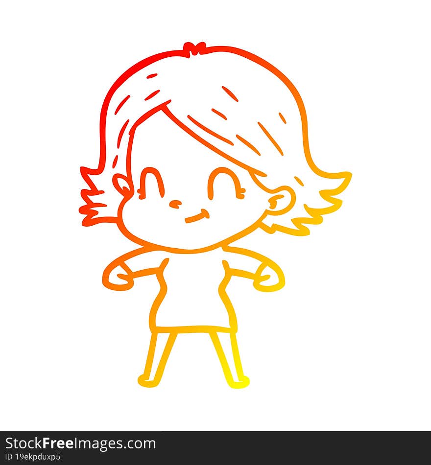 warm gradient line drawing cartoon friendly girl