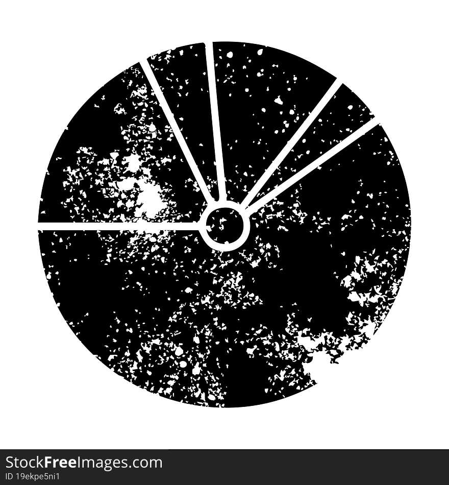 distressed symbol of a pie chart. distressed symbol of a pie chart