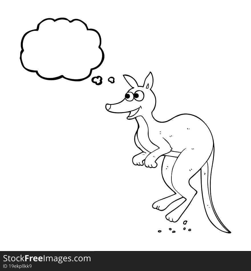 freehand drawn thought bubble cartoon kangaroo