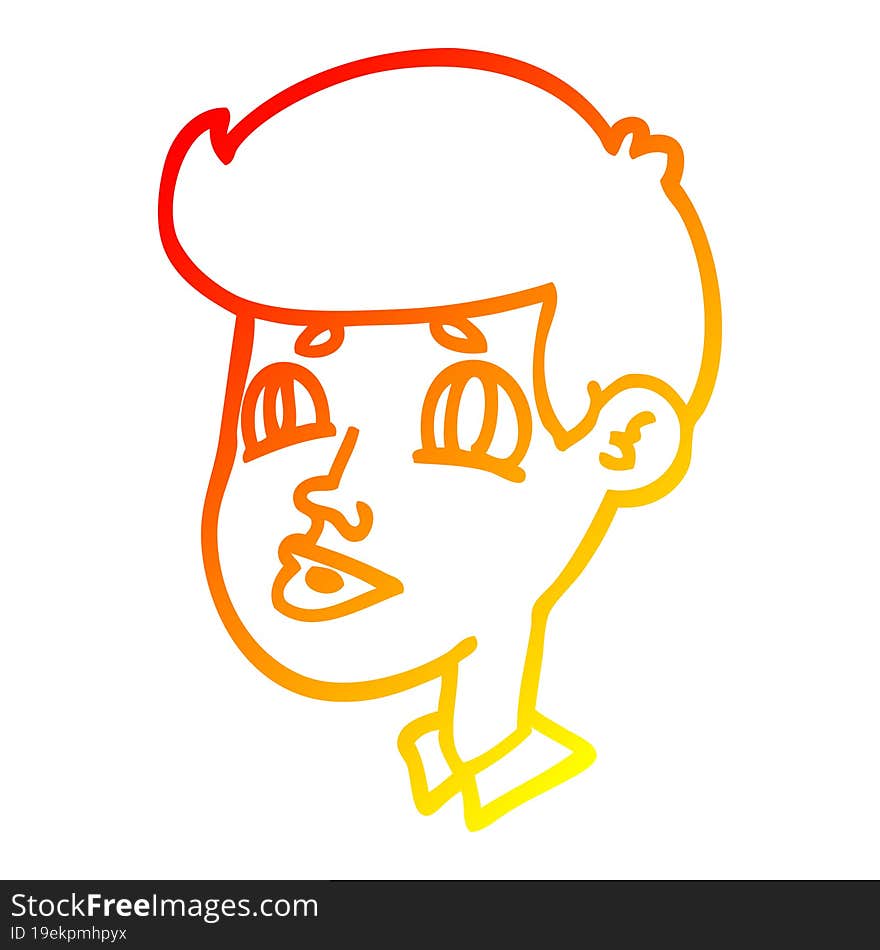 Warm Gradient Line Drawing Cartoon Boy Face