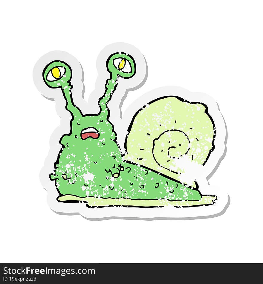 retro distressed sticker of a cartoon snail