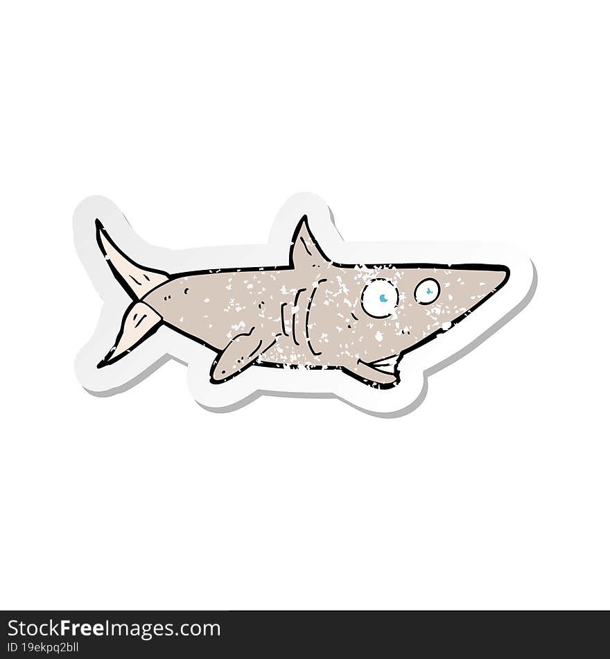 retro distressed sticker of a cartoon happy shark