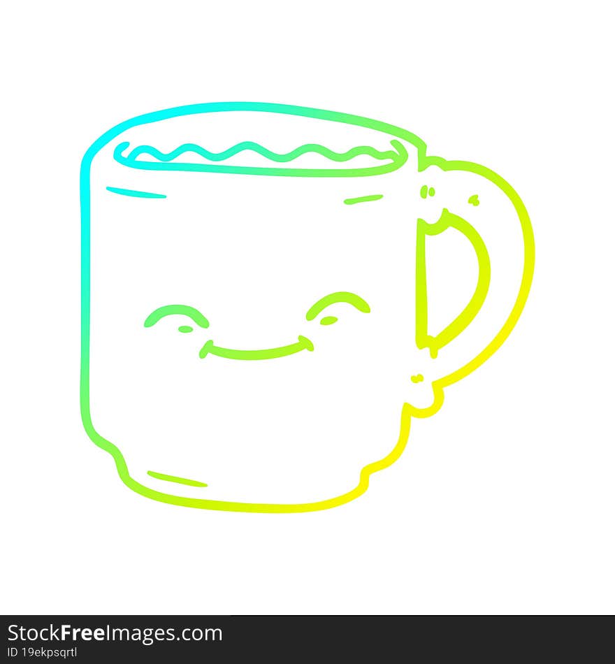 cold gradient line drawing cartoon coffee mug