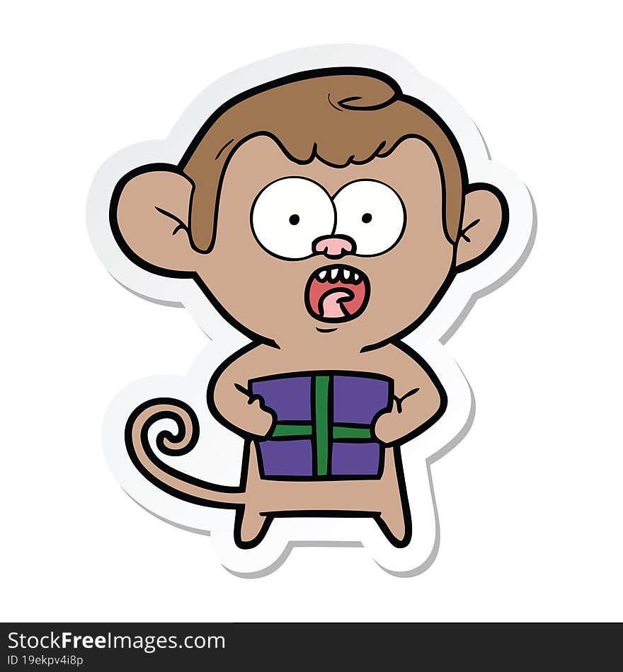 Sticker Of A Cartoon Shocked Monkey