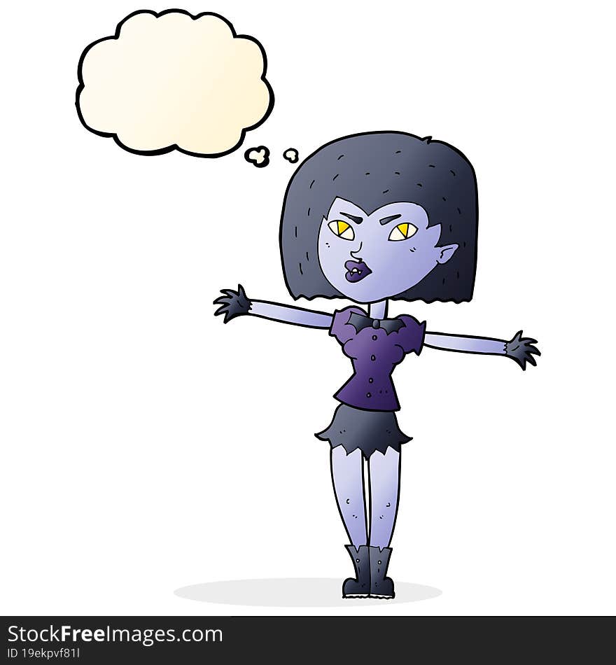 cartoon vampire girl with thought bubble