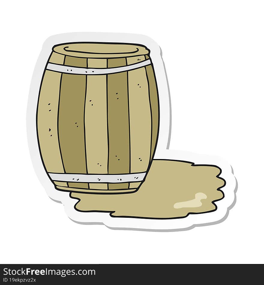 sticker of a cartoon barrel of beer