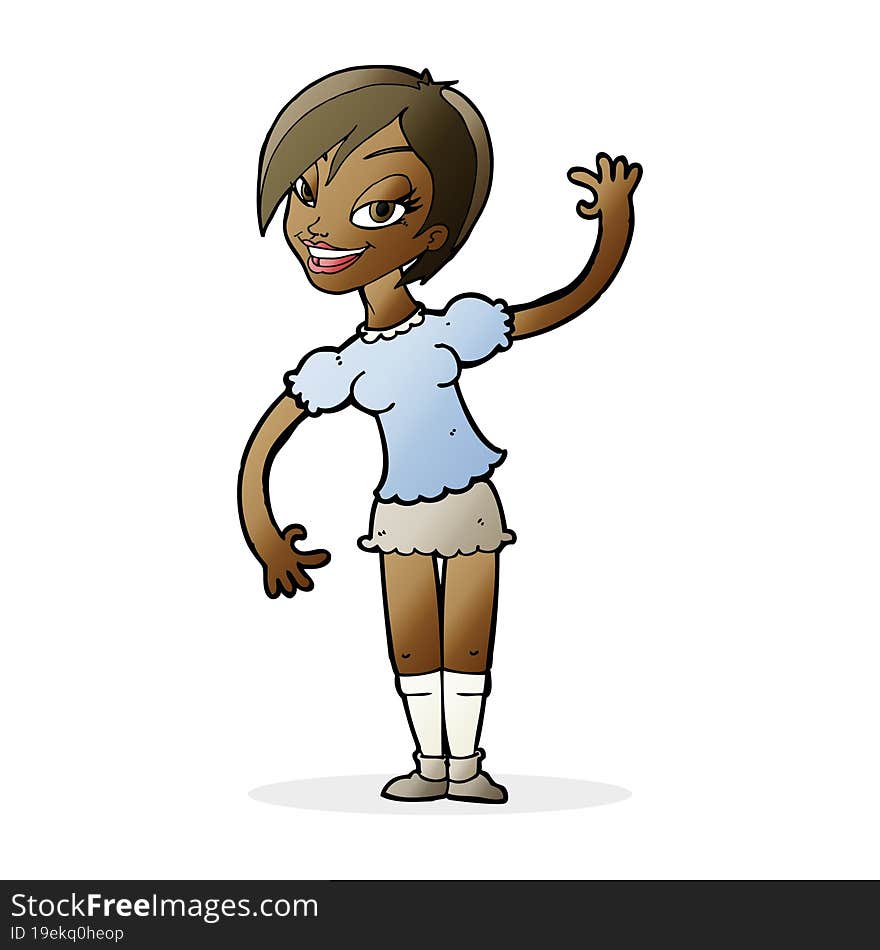 Cartoon Girl Waving