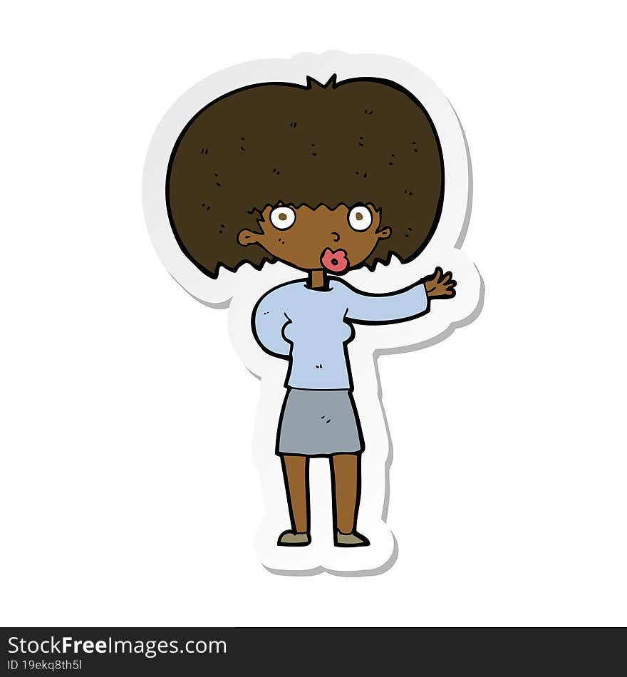 Sticker Of A Cartoon Woman Gesturing