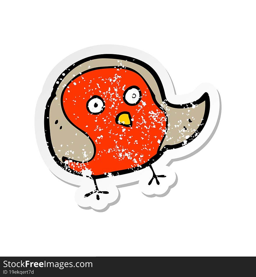 retro distressed sticker of a cartoon robin