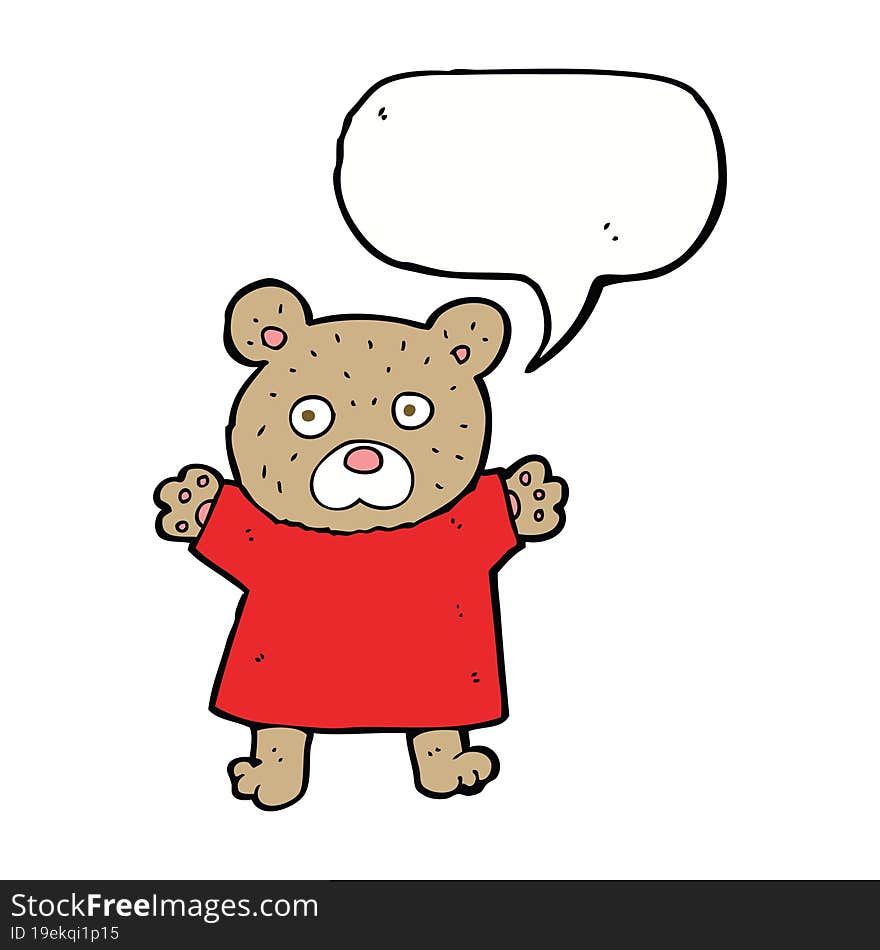 cartoon cute teddy bear with speech bubble