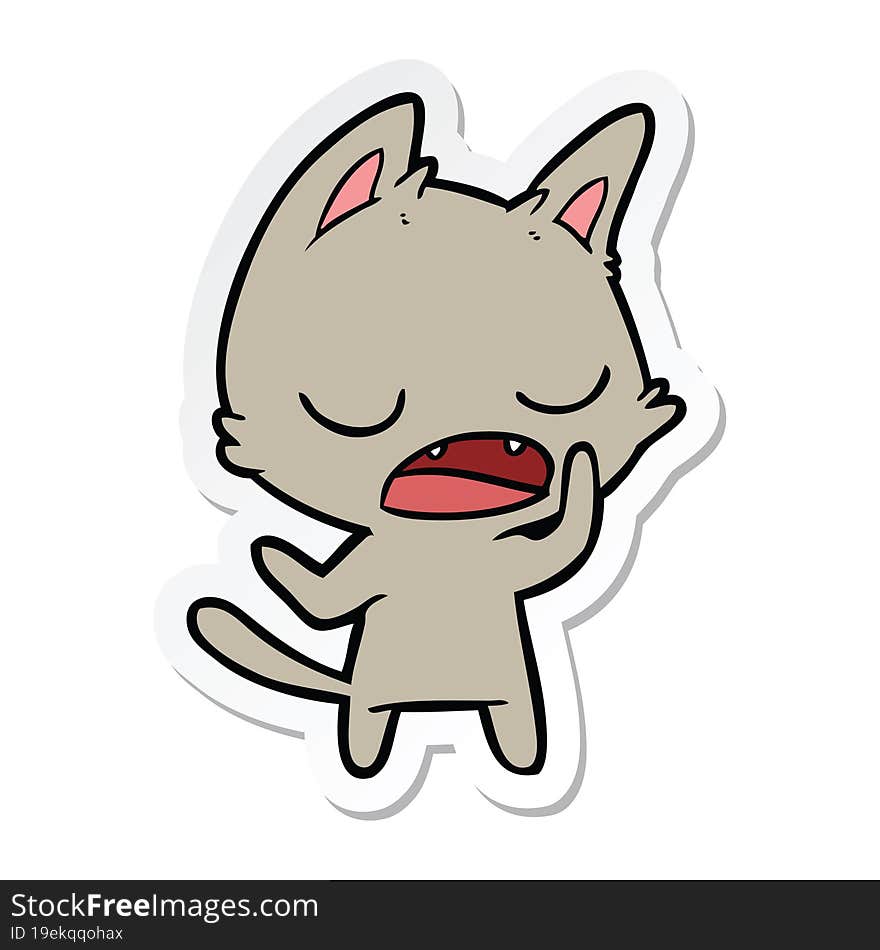 sticker of a talking cat cartoon