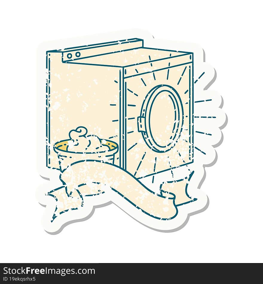 Grunge Sticker Of Tattoo Style Washing Machine